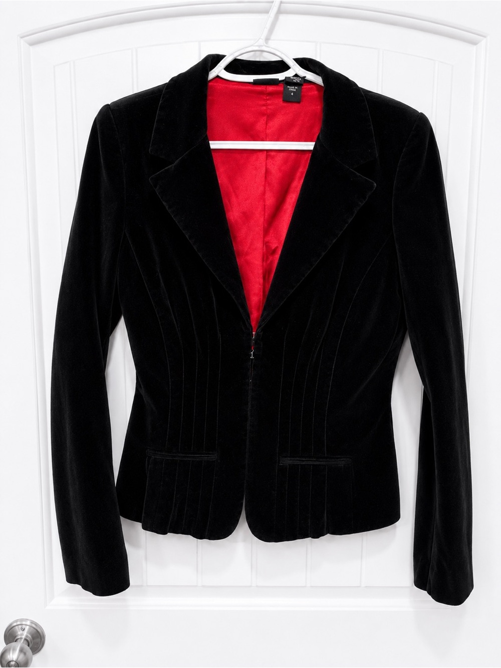 Vanity Black Velvet Fitted Corset Style Blazer Jacket Women’s Medium